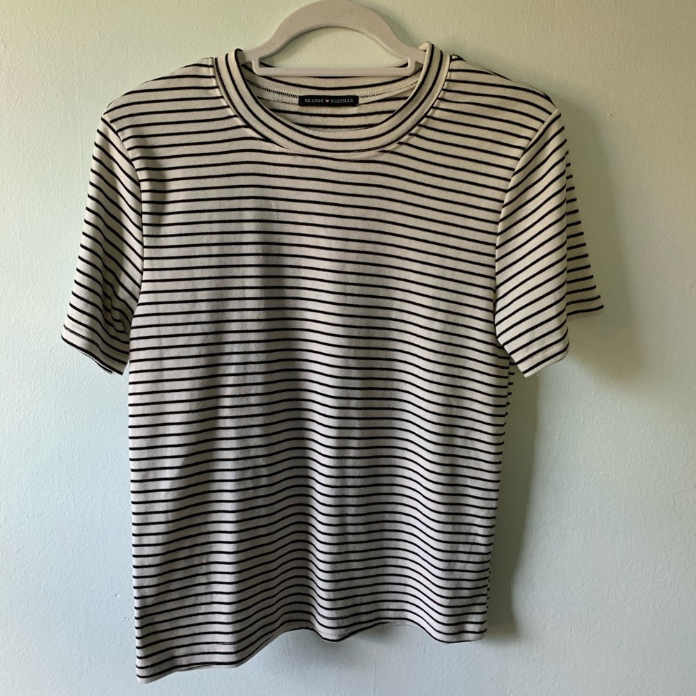 Brandy Melville oversized white striped tee